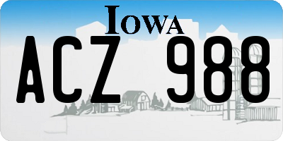 IA license plate ACZ988