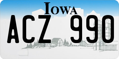 IA license plate ACZ990