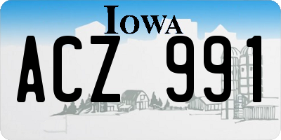 IA license plate ACZ991
