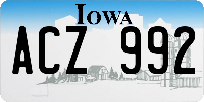 IA license plate ACZ992