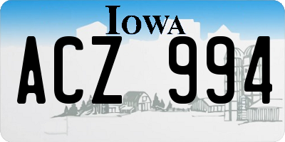IA license plate ACZ994