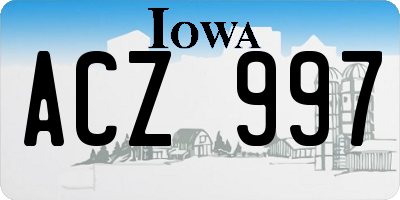 IA license plate ACZ997