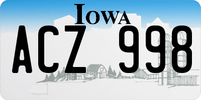 IA license plate ACZ998
