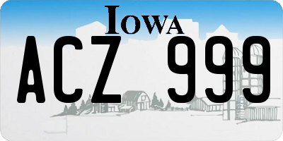 IA license plate ACZ999