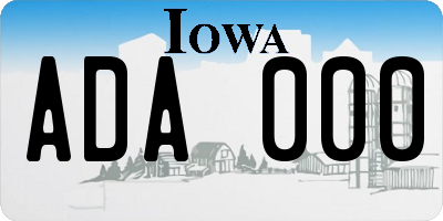 IA license plate ADA000