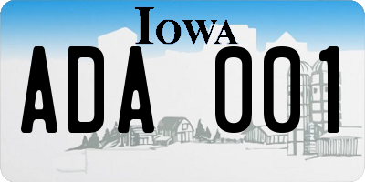 IA license plate ADA001