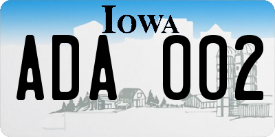 IA license plate ADA002