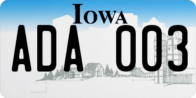 IA license plate ADA003