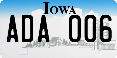 IA license plate ADA006