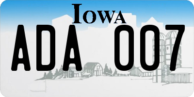 IA license plate ADA007