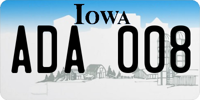 IA license plate ADA008