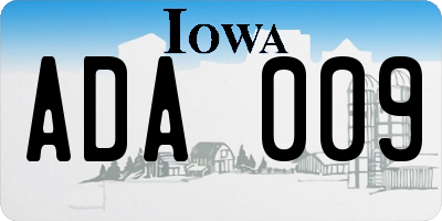 IA license plate ADA009