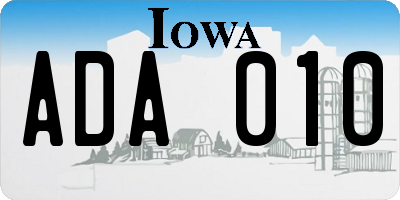 IA license plate ADA010
