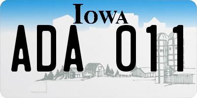 IA license plate ADA011
