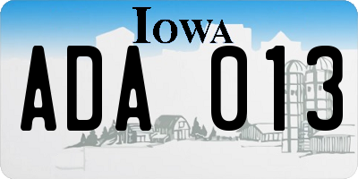 IA license plate ADA013