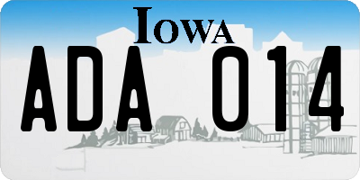 IA license plate ADA014
