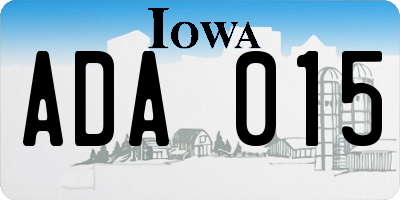 IA license plate ADA015