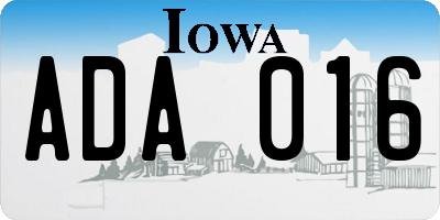 IA license plate ADA016