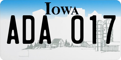 IA license plate ADA017