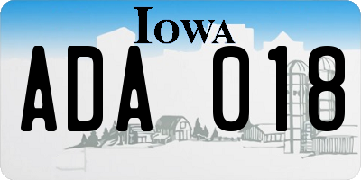 IA license plate ADA018