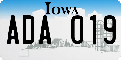 IA license plate ADA019