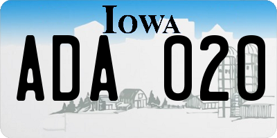 IA license plate ADA020