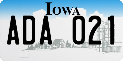 IA license plate ADA021