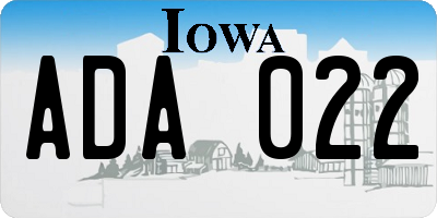 IA license plate ADA022