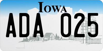 IA license plate ADA025
