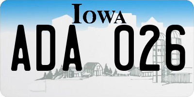 IA license plate ADA026