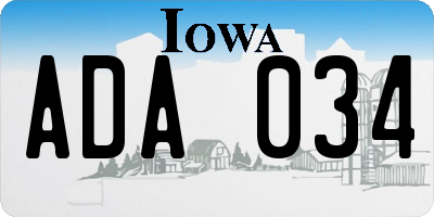 IA license plate ADA034