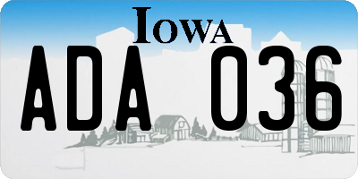 IA license plate ADA036