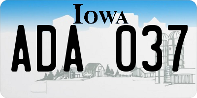 IA license plate ADA037