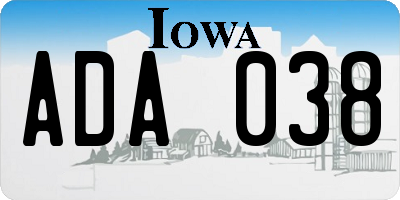 IA license plate ADA038
