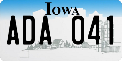 IA license plate ADA041
