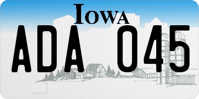 IA license plate ADA045