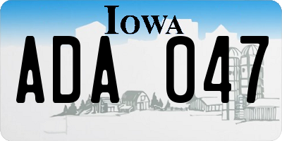 IA license plate ADA047