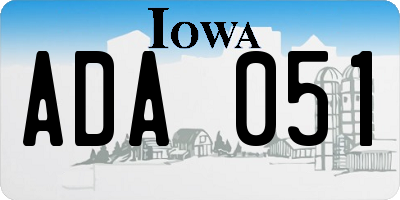 IA license plate ADA051