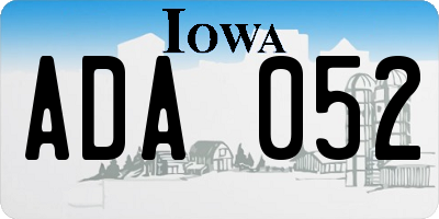 IA license plate ADA052