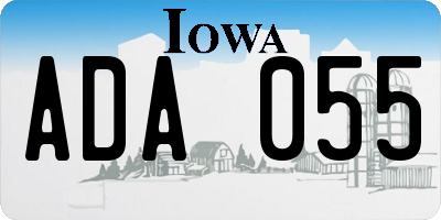IA license plate ADA055