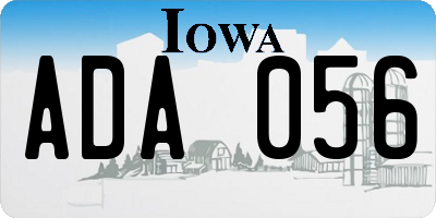 IA license plate ADA056