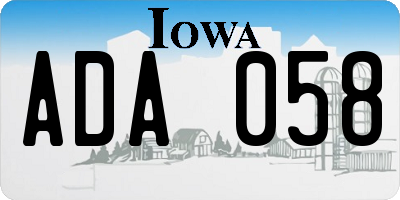 IA license plate ADA058