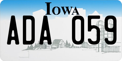 IA license plate ADA059