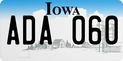 IA license plate ADA060