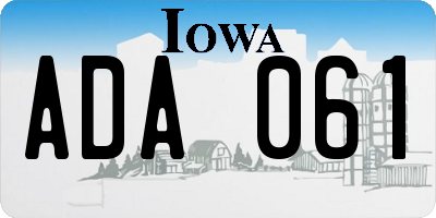 IA license plate ADA061