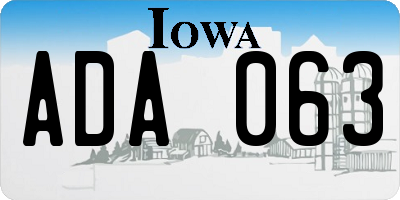 IA license plate ADA063