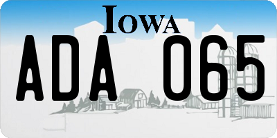 IA license plate ADA065