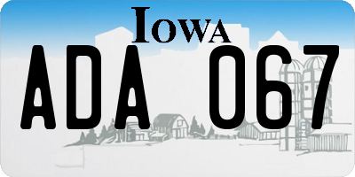IA license plate ADA067