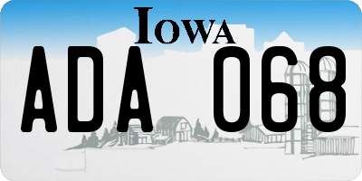 IA license plate ADA068