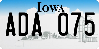 IA license plate ADA075